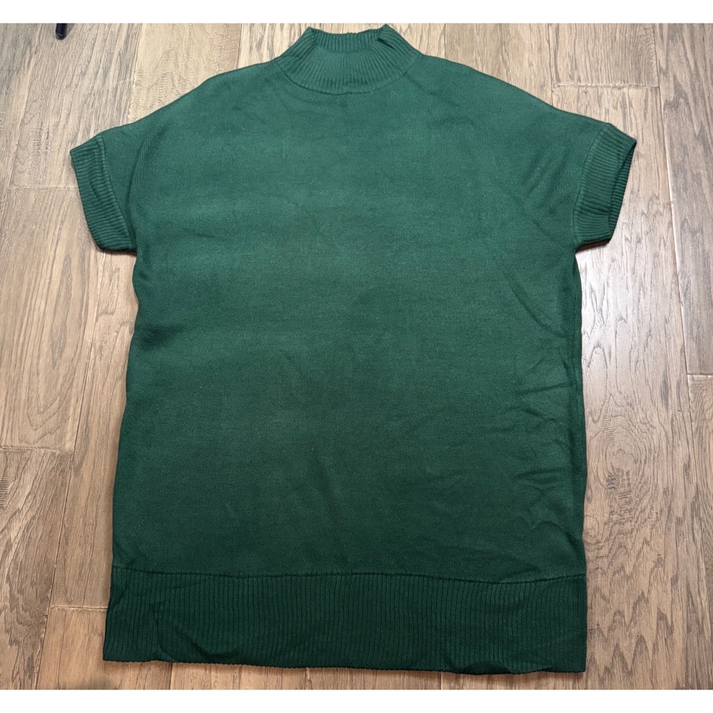 Fate Womens Green Mock Neck Short Sleeve Sweater Dress‎ Top Size Large
